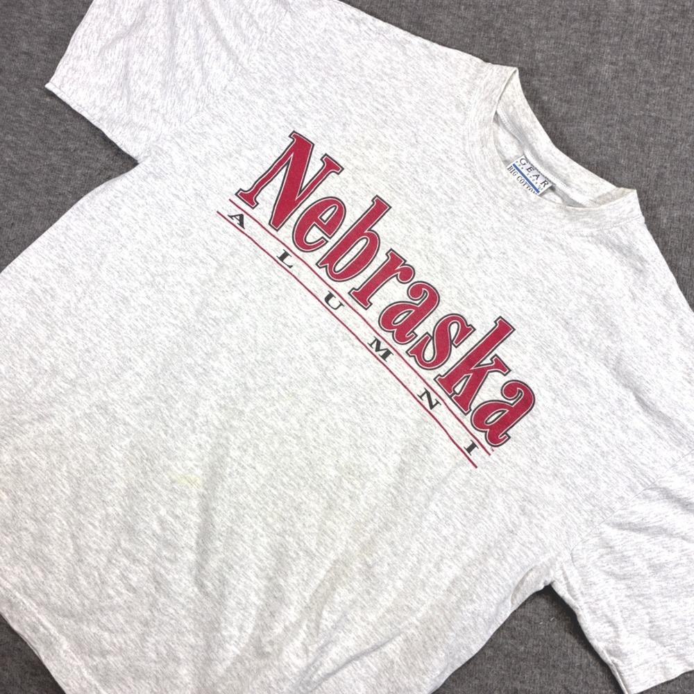 Nebraska Alumni Vintage Shirt Mens Large Gray USA Made Gear For Sports 80s